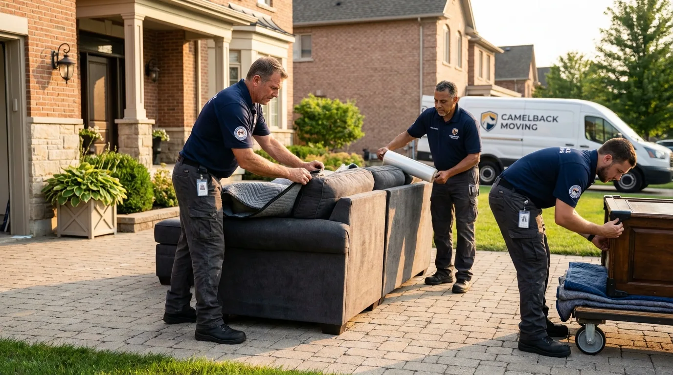 Large estate moving crew wrapping furniture in Nipomo, CA